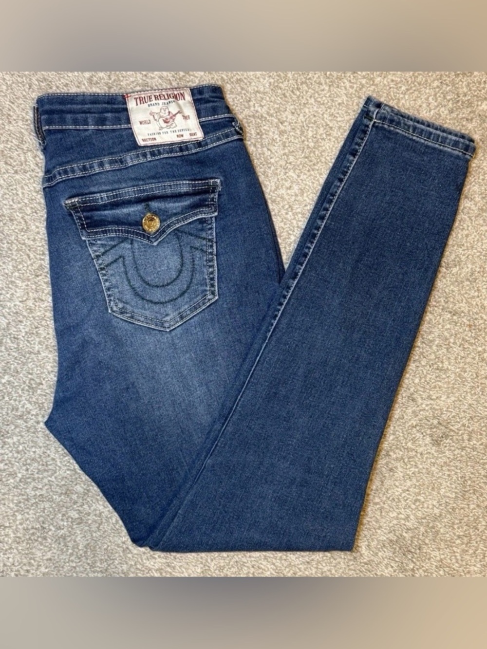 True Religion Jennie Curvy Mid Rise Super Skinny Blue Jeans Women's Sz 29 31x30